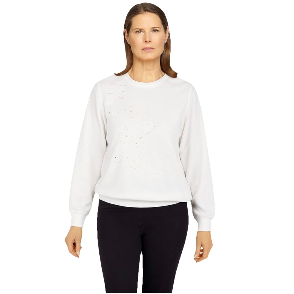 Alfred Dunner Women's Plus-Size Asymmetric‎ Floral Pullover Size 2X New